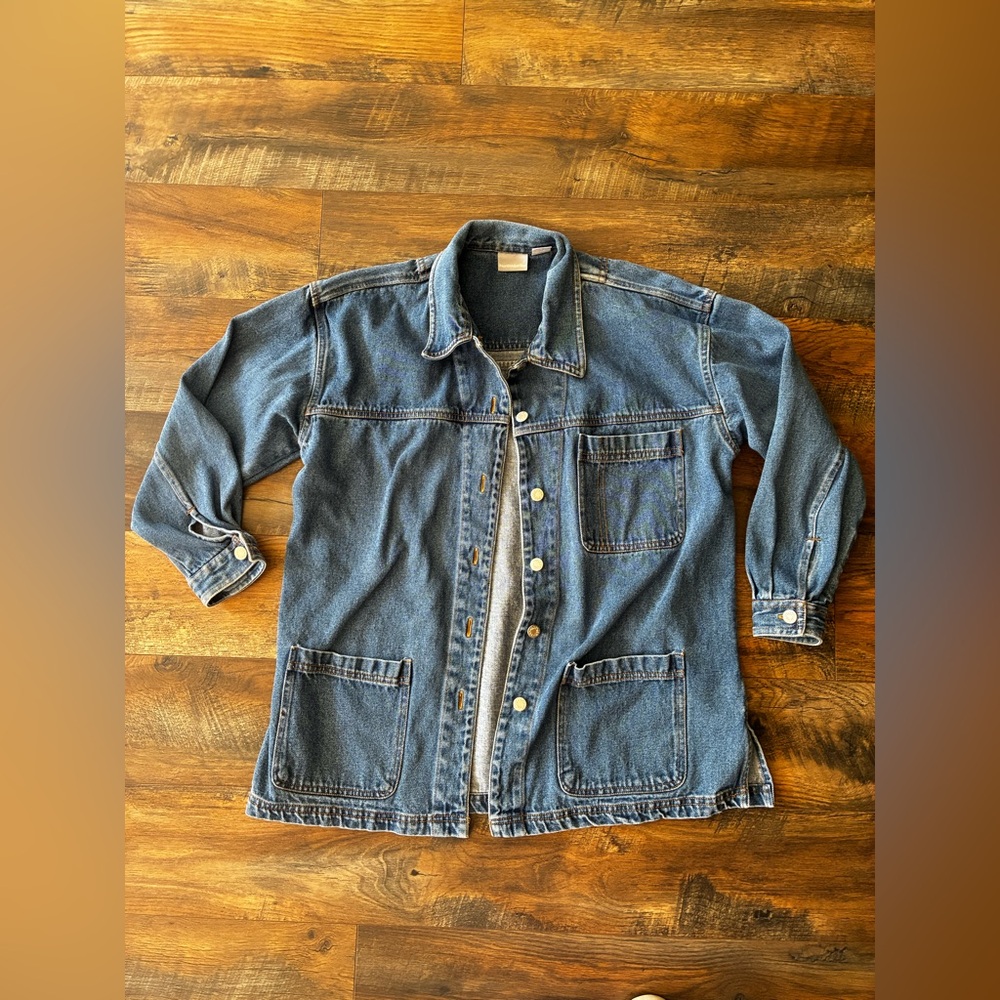 Vintage 90s oversized denim jacket or barn jacket size M North West Blue